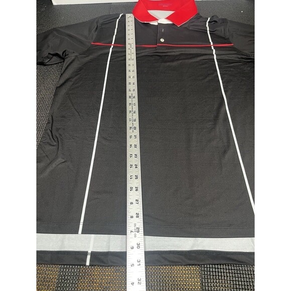 B Draddy Polo Shirt Mens Large Black Sport Performance Collared Golf SS Red - Picture 4 of 7